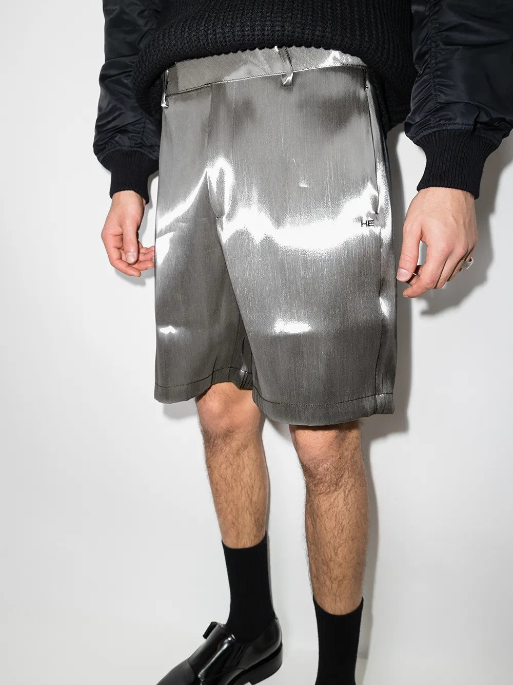 HELIOT EMIL Liquid Metal Bermuda Shorts - Farfetch