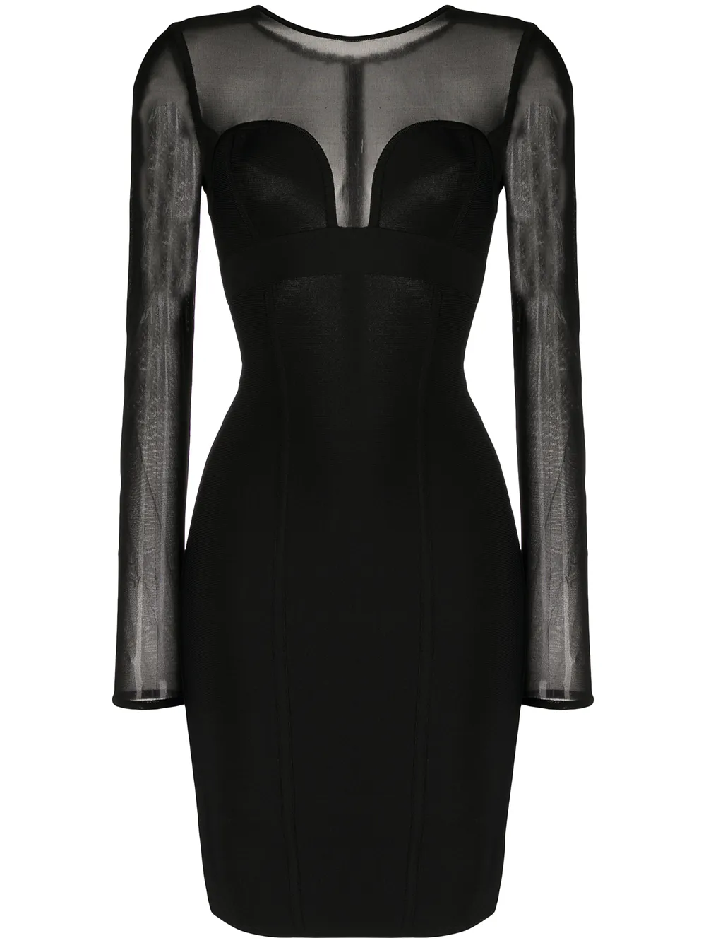 

Herve L. Leroux sheer-panel pencil dress - Black