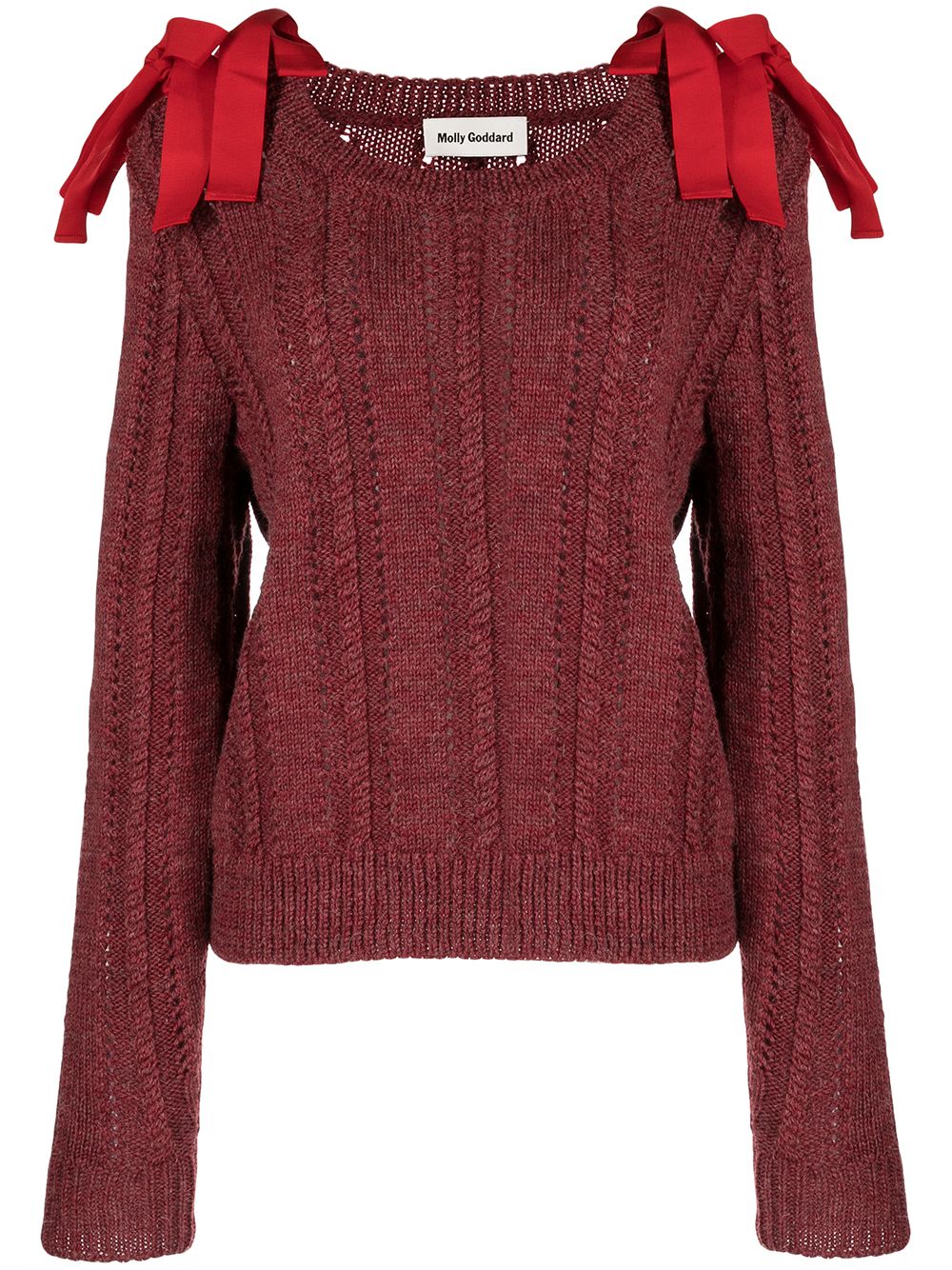 

Molly Goddard chunky-knit bow-detail jumper - Red