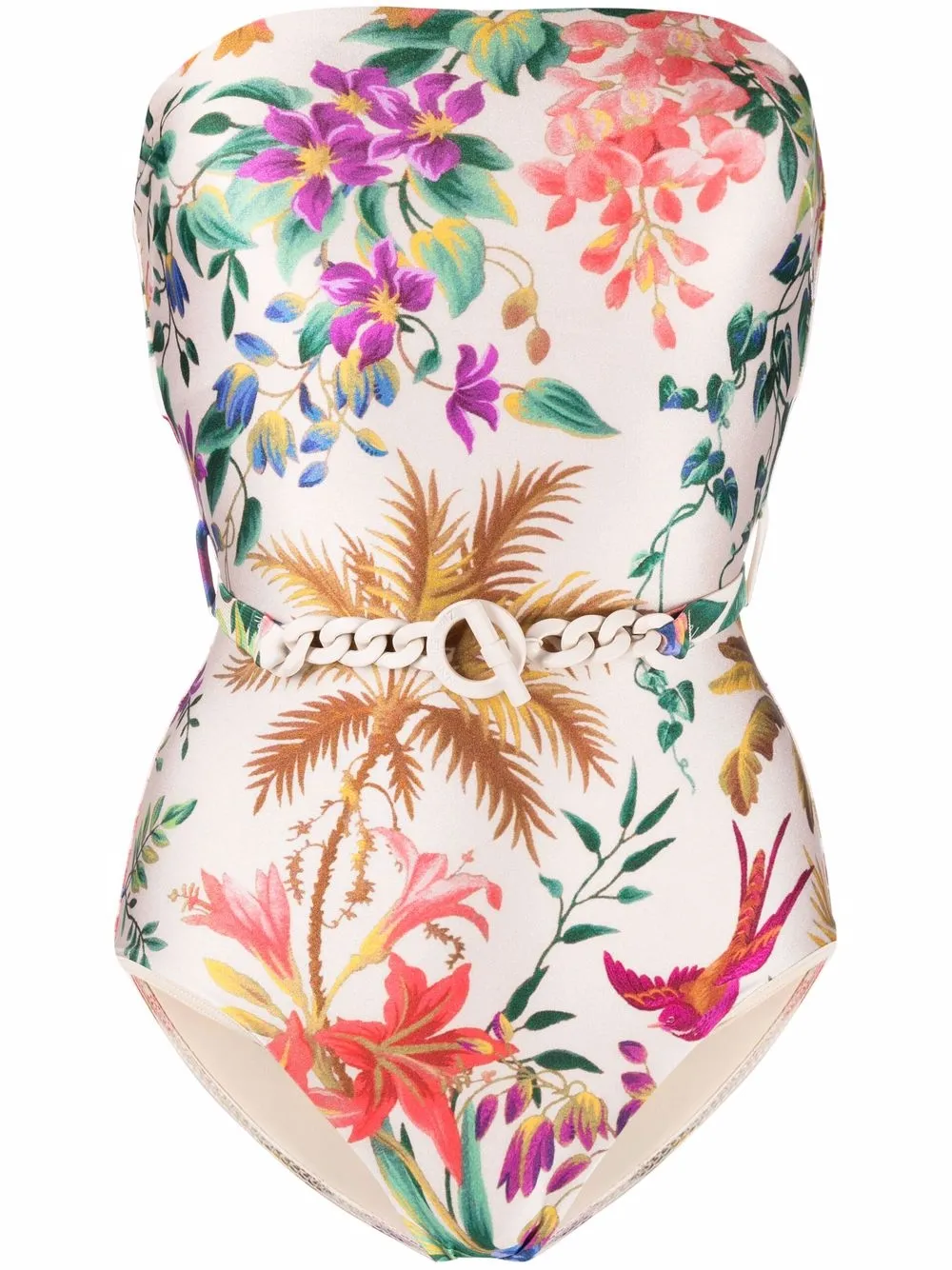 

ZIMMERMANN floral-print chain-detail swimsuit - Neutrals