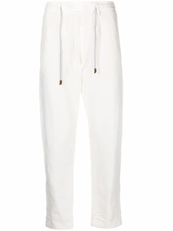 drawstring-waist straight-leg trousers 