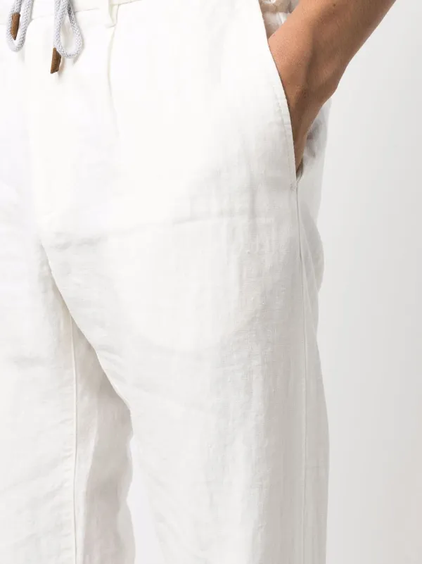 drawstring-waist straight-leg trousers 