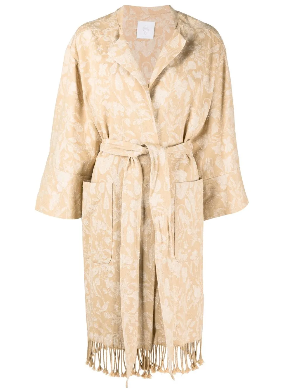 

Eleventy floral-print belted coat - Neutrals