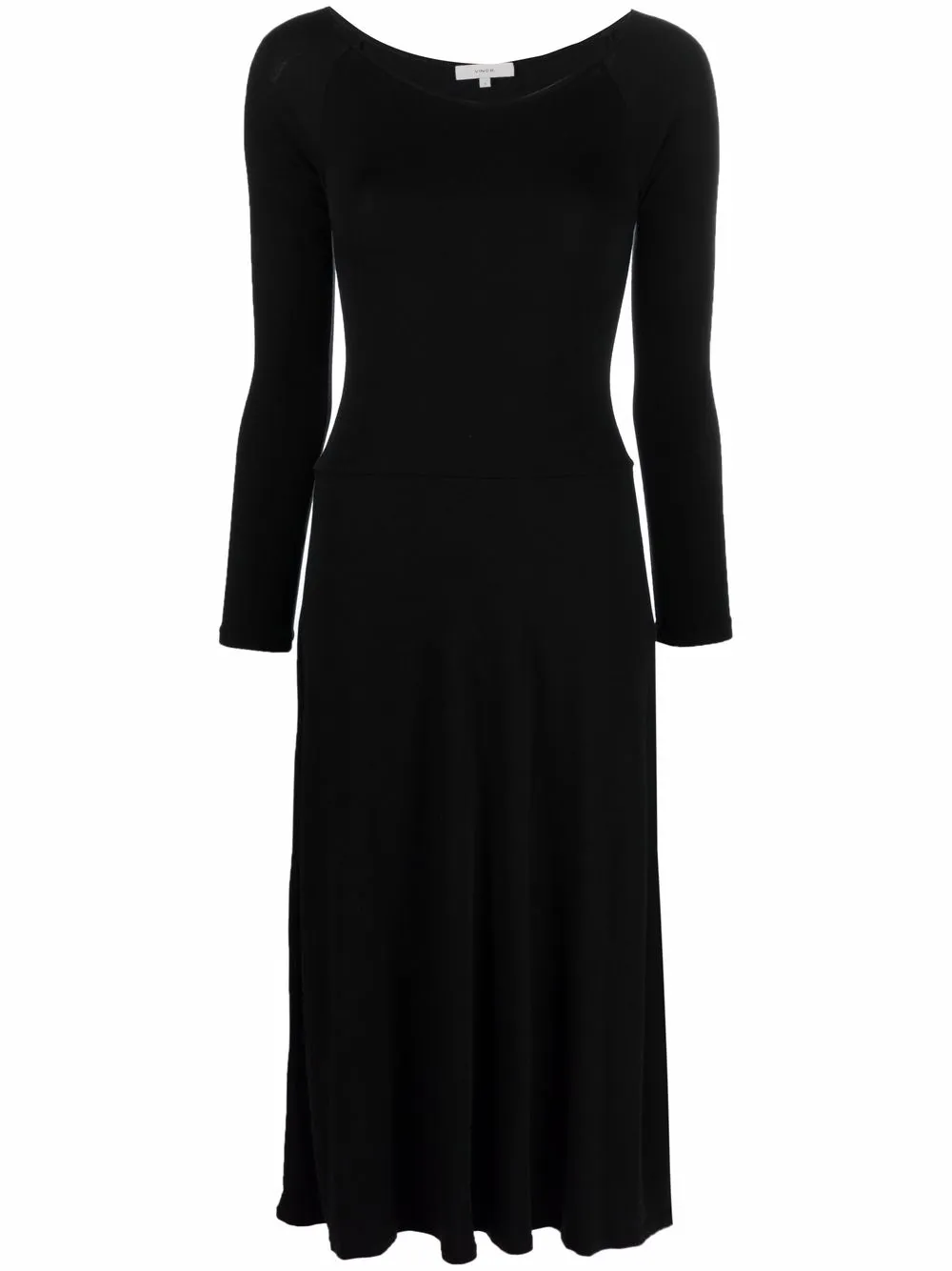 Vince vestido acampanado con cuello redondo - Negro