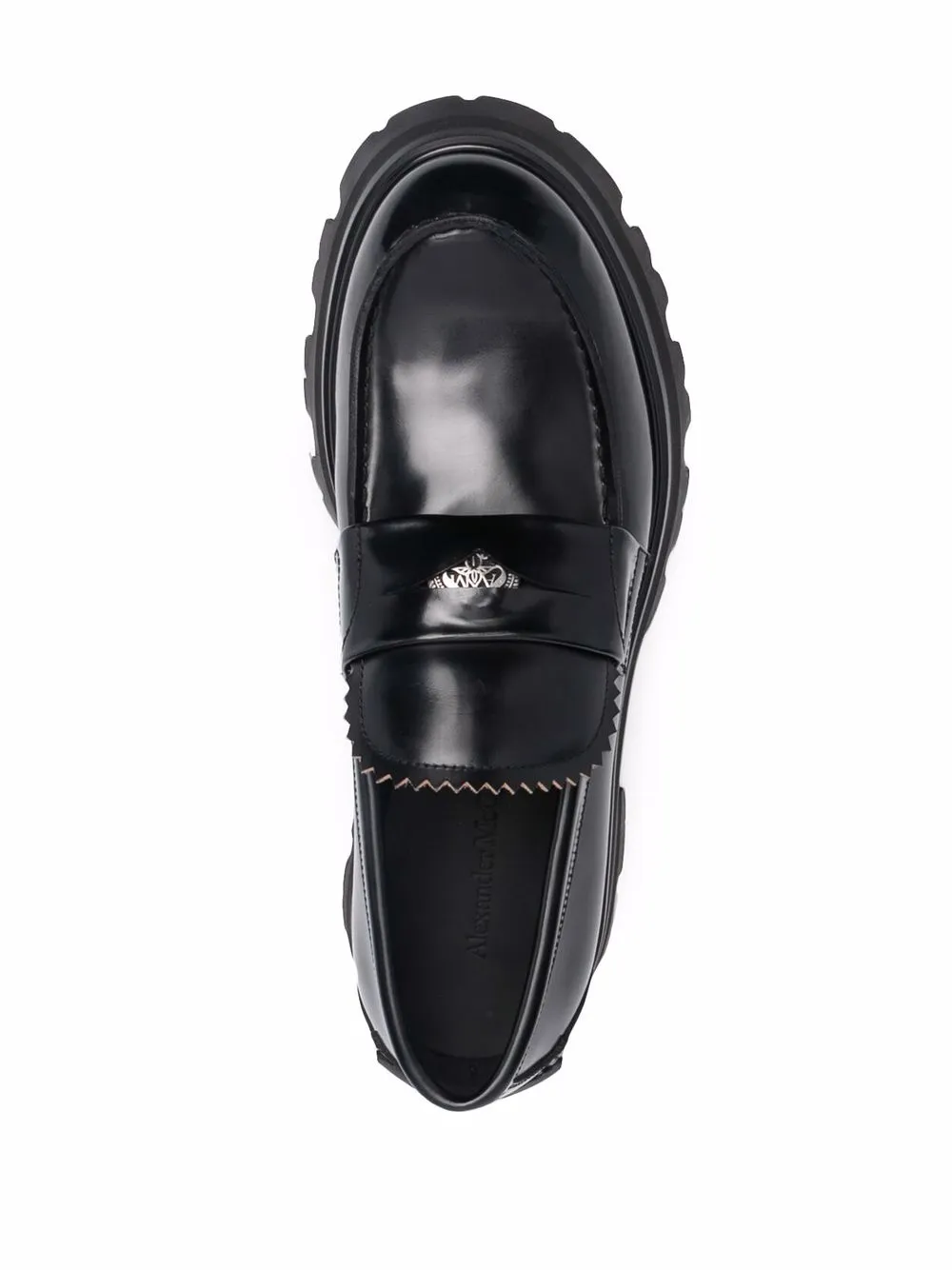 Shop Alexander Mcqueen Ridged Leather Loafers In Schwarz