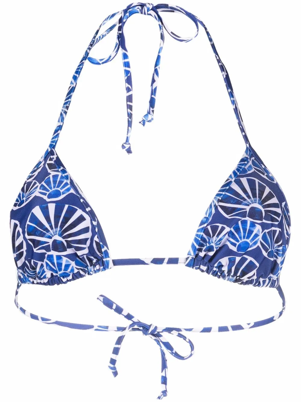 

La DoubleJ top de bikini con conchas de mar estampadas - Azul