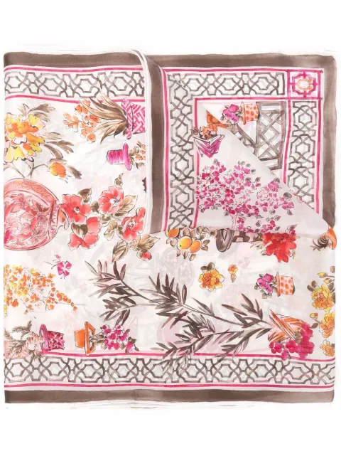 Salvatore Ferragamo Bonsai print Silk Scarf FARFETCH