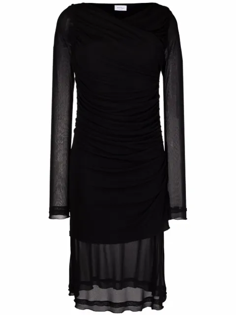Ferragamo sheer-panels draped midi dress