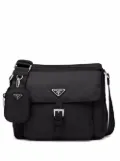 Prada Re-Nylon triangle logo-plaque shoulder bag - Black