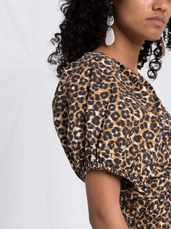 Shop PINKO leopard-print V-neck blouse 