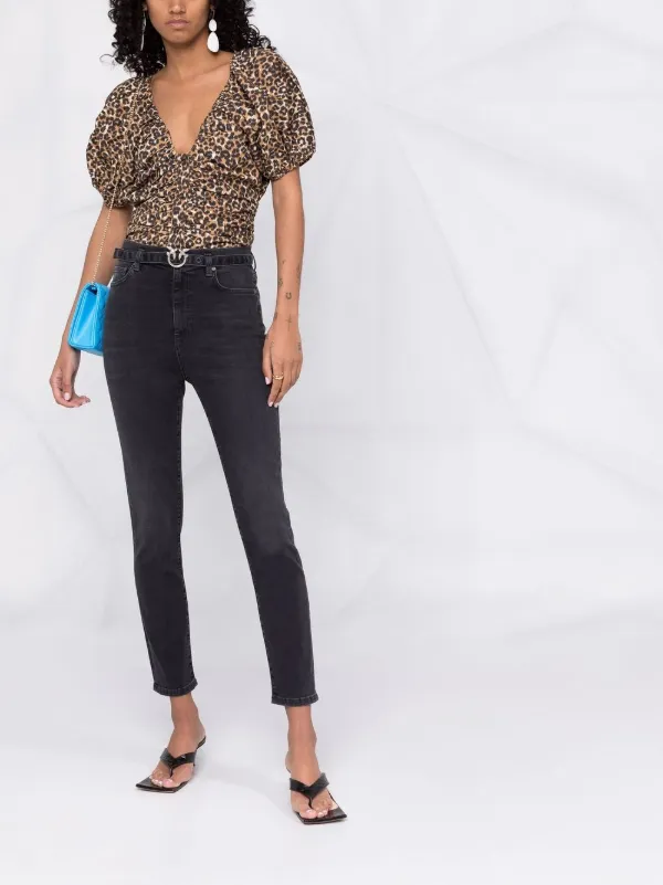 PINKO leopard-print V-neck Blouse 