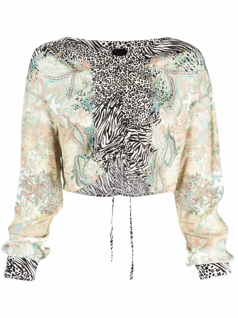 

PINKO drawstring detail printed blouse - Neutrals