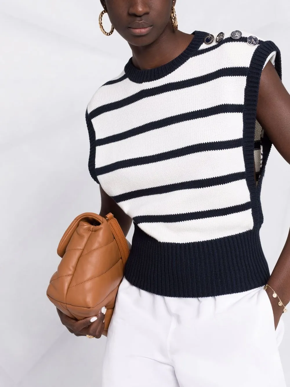 фото Pinko жилет в полоску с подплечниками