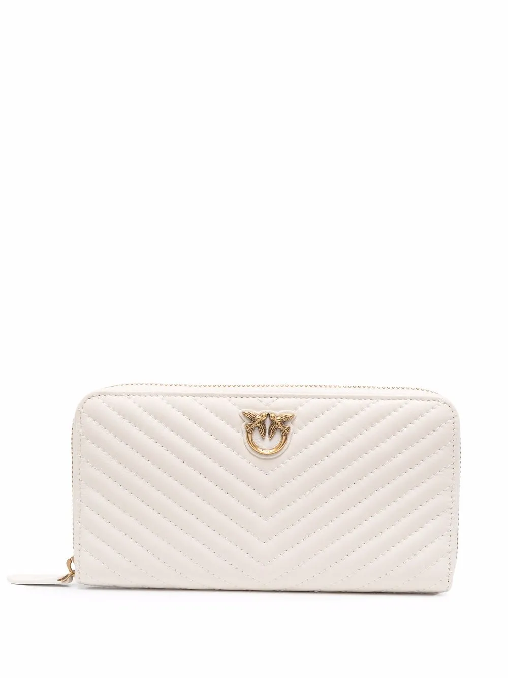 

PINKO Love-plaque quilted wallet - Neutrals