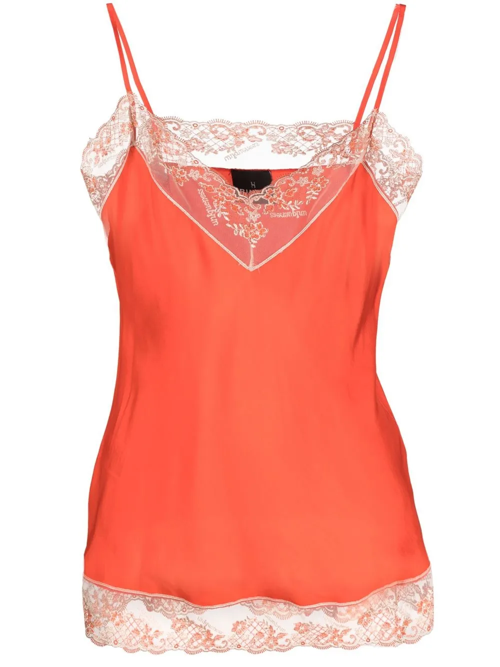 

PINKO top con ribetes de encaje - Naranja