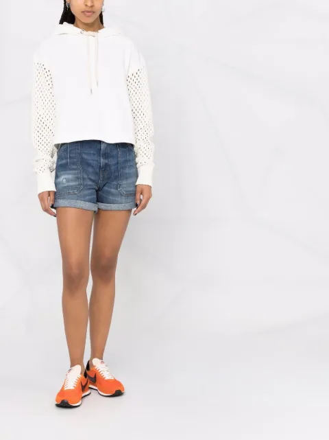 PINKO open-knit Sleeved Hoodie - Farfetch