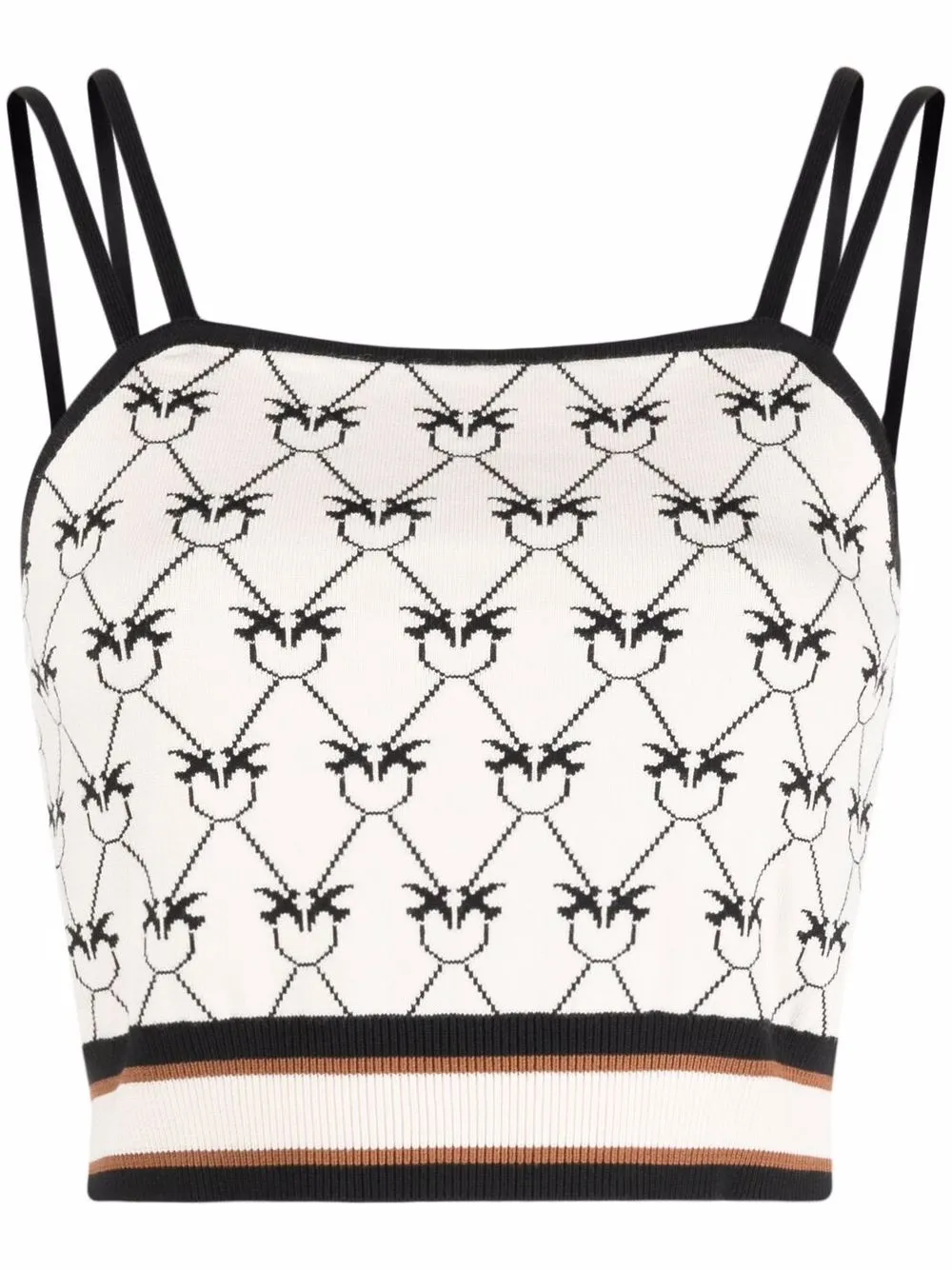 

PINKO intarsia logo-print cropped top - Neutrals