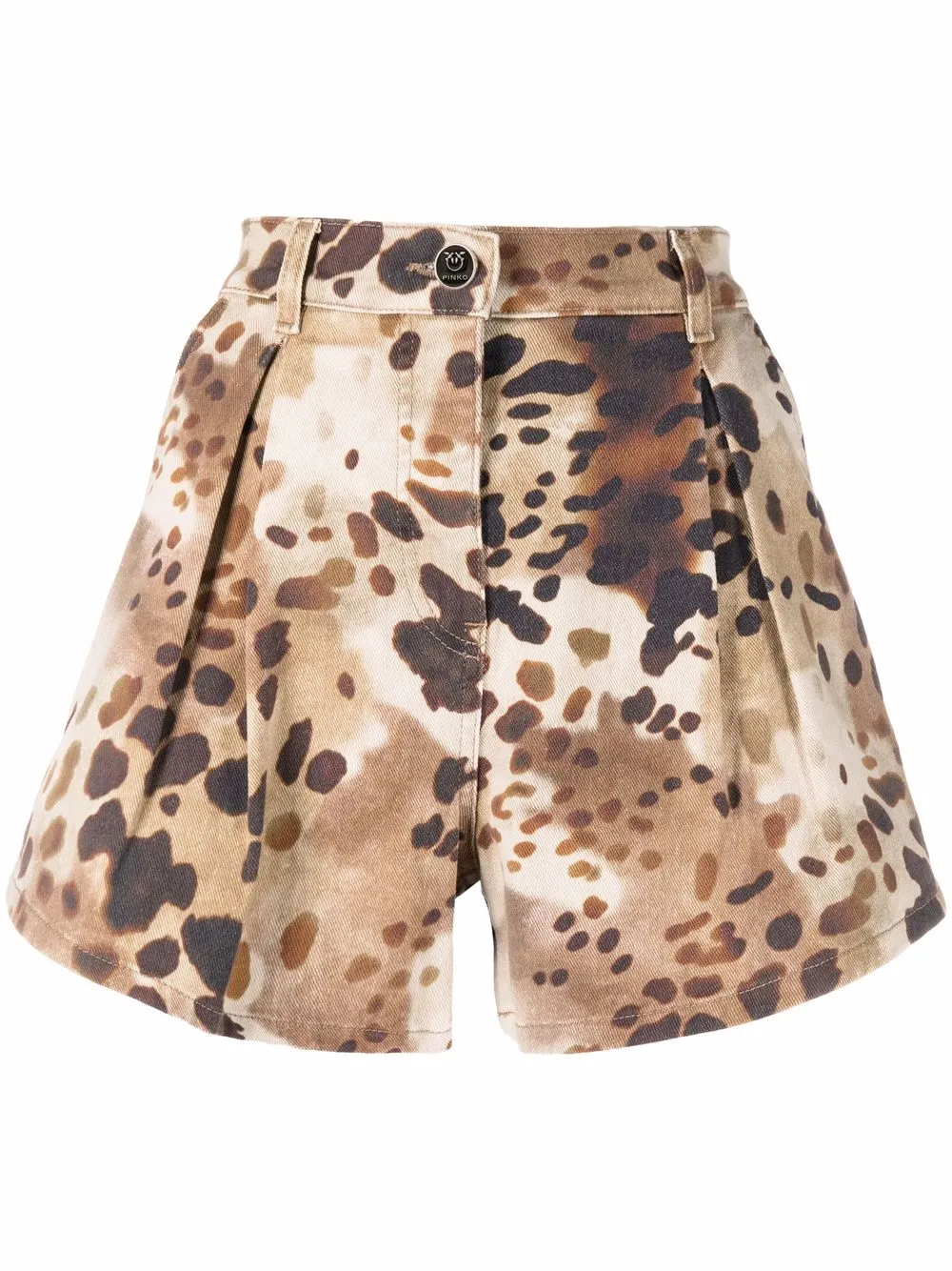 

PINKO shorts con talle alto y animal print - Marrón