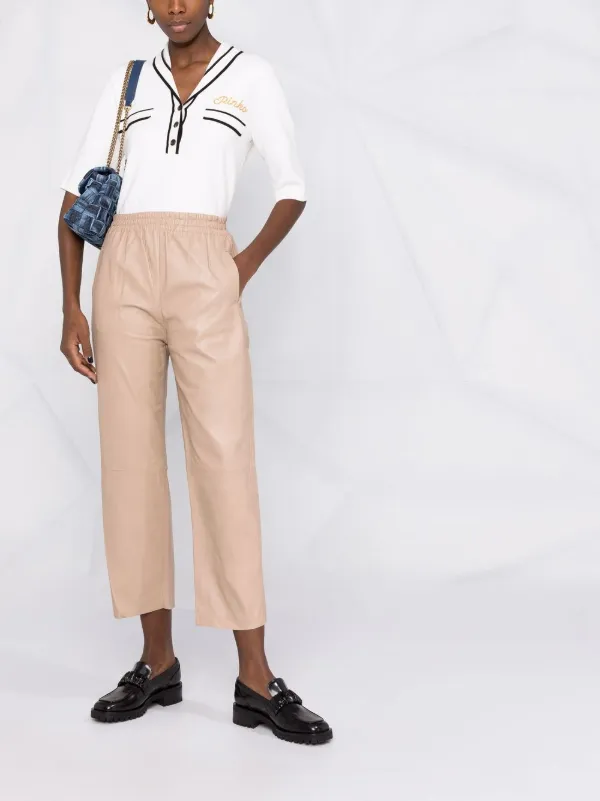 Pinko leather straight-leg trousers 