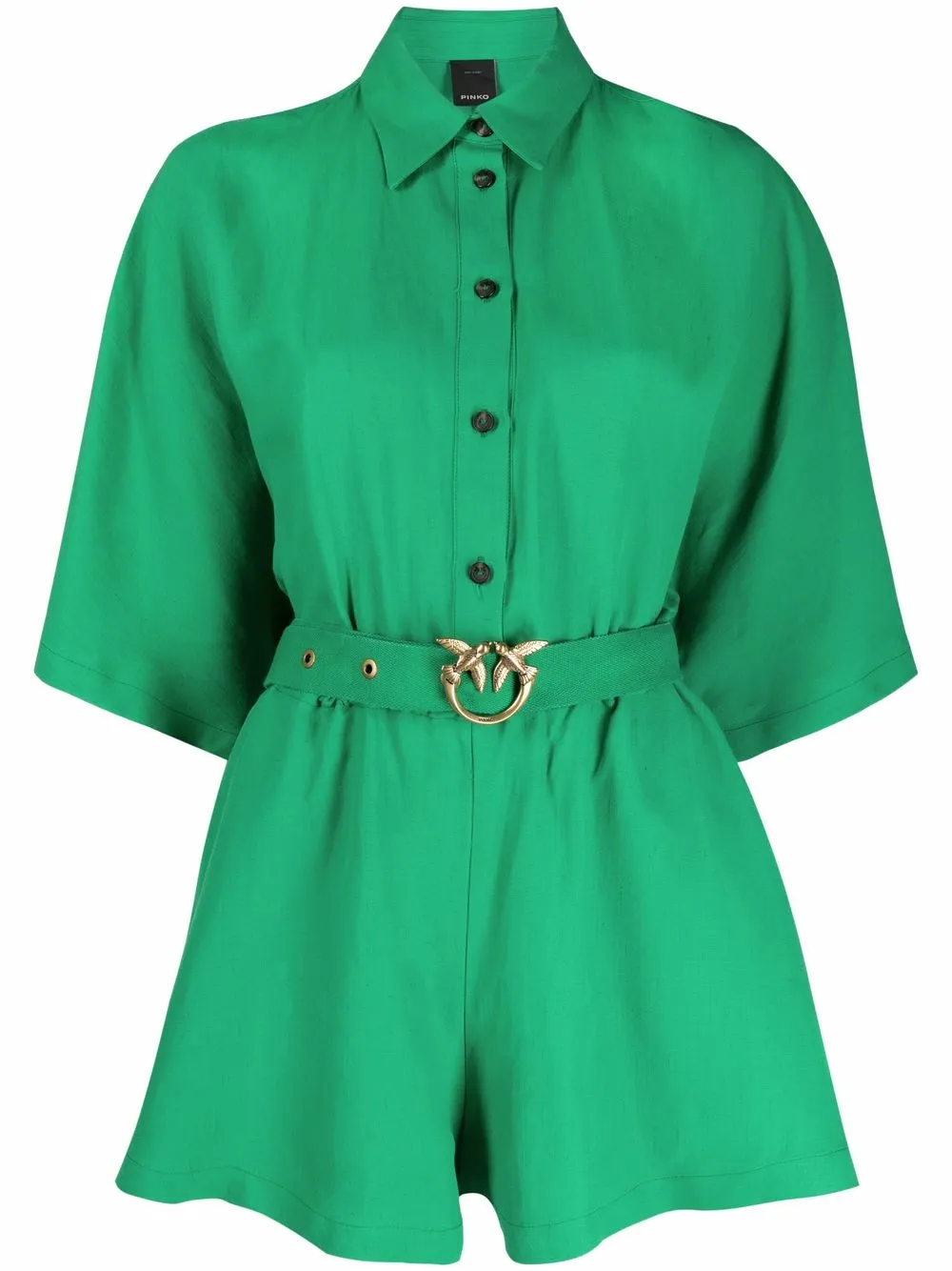 

PINKO Love Bird belted playsuit - Green