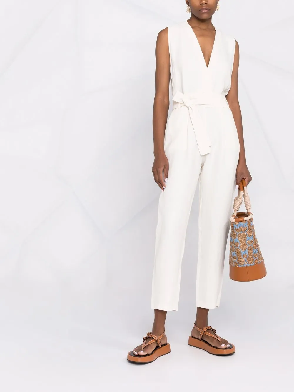 PINKO Belted Sleeveless Jumpsuit Farfetch