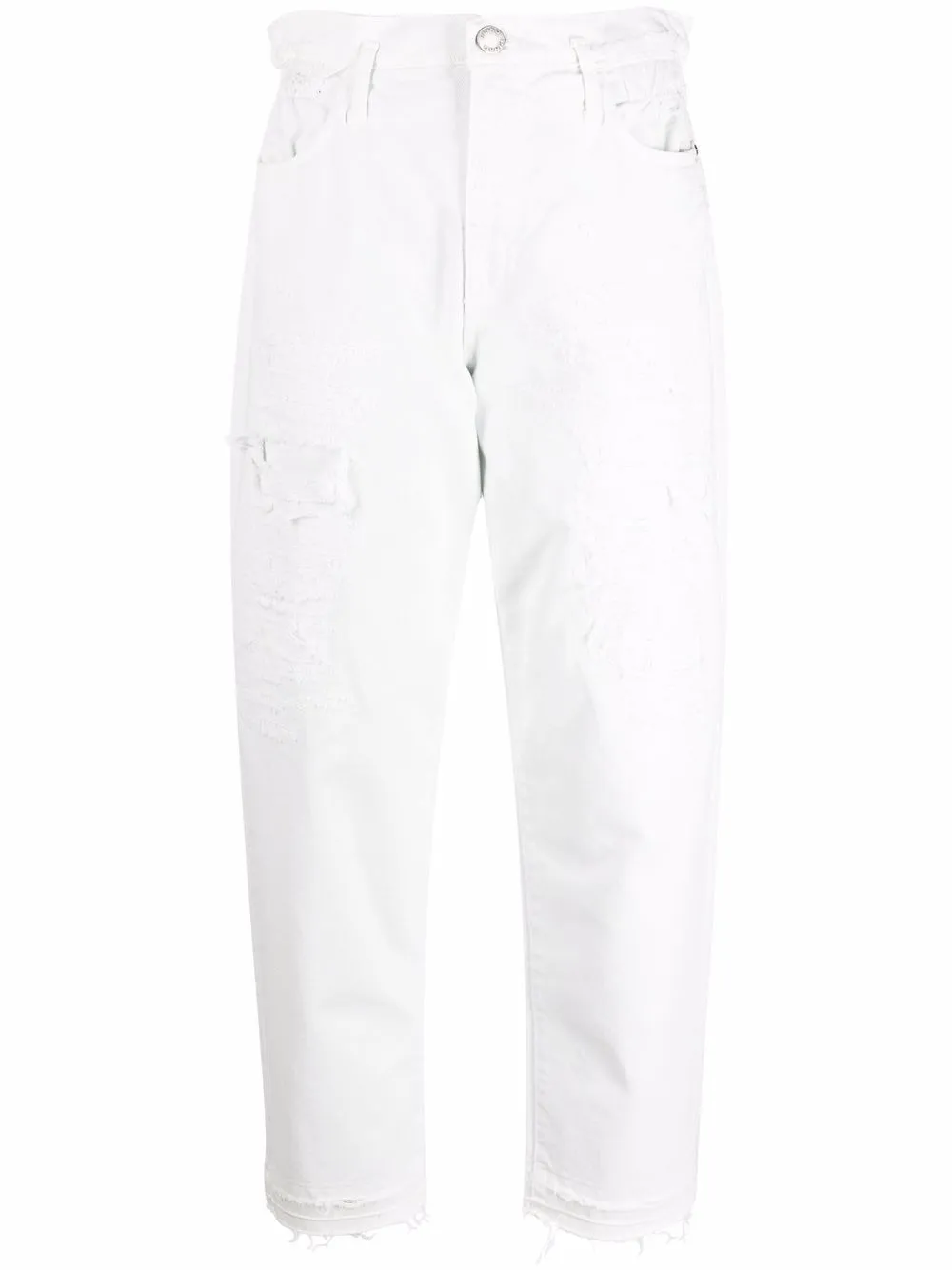 

PINKO distressed-effect cropped tapered-leg jeans - White