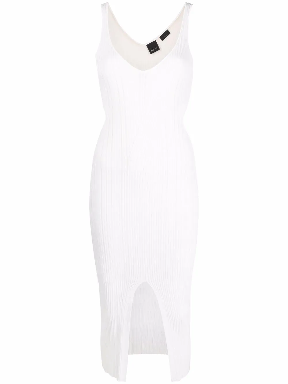 

PINKO vestido de canalé con abertura - Blanco