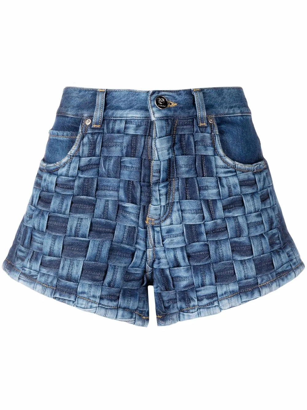 

PINKO shorts de mezclilla con efecto entretejido - Azul