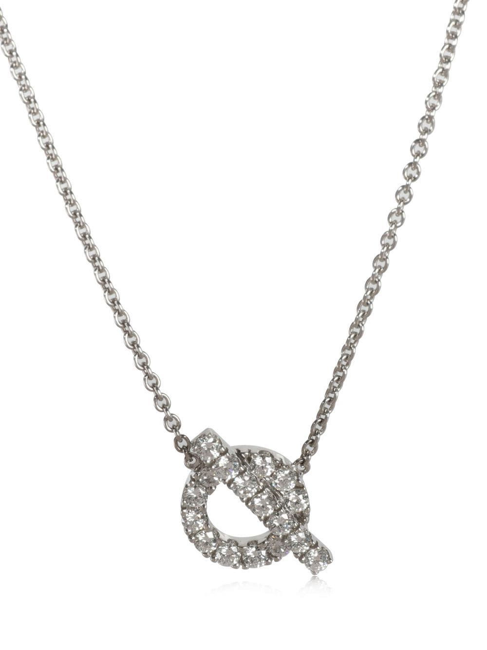 Pre-owned Hermes 18kt White Gold Finesse Diamond Necklace In Silver