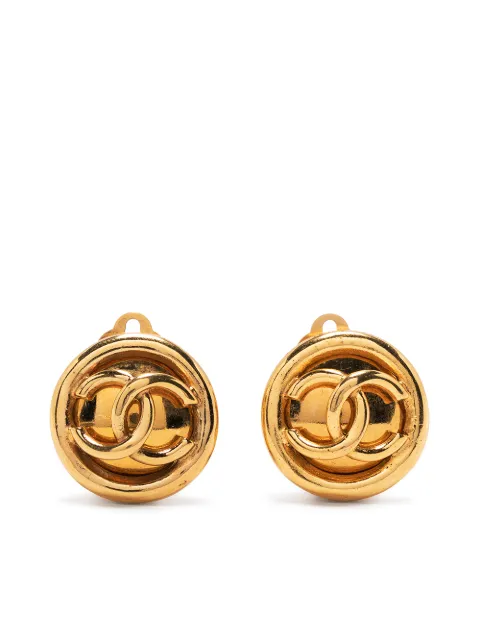 CHANEL Pre-Owned CC 纽扣造型夹扣式耳环（1993年典藏款）