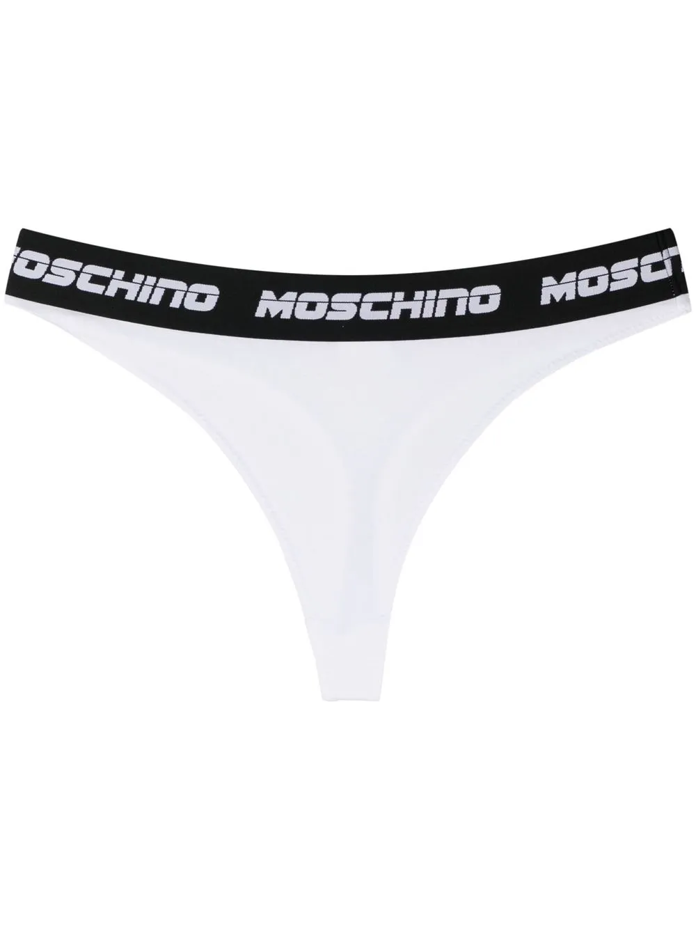 Moschino Logo-waistband Thong In White