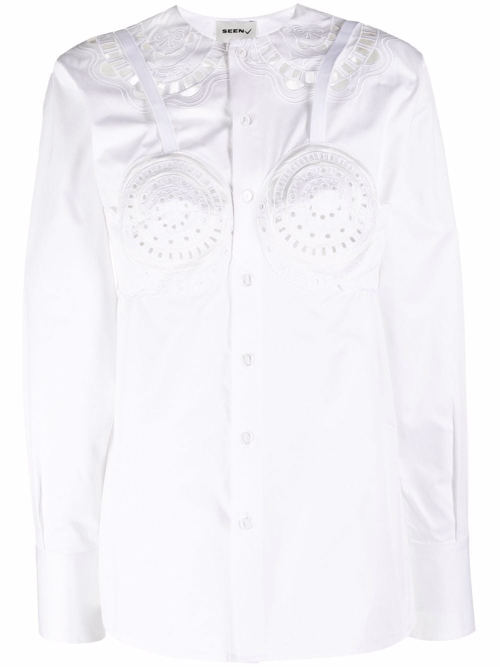 Seen Users embroidered poplin shirt - White