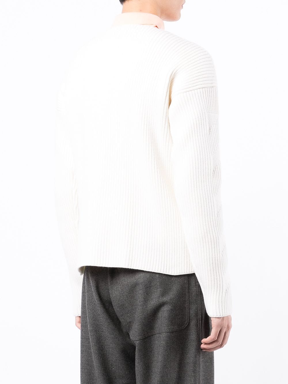 Shop Off-white Ribbed-knit Crew-neck Jumper In White