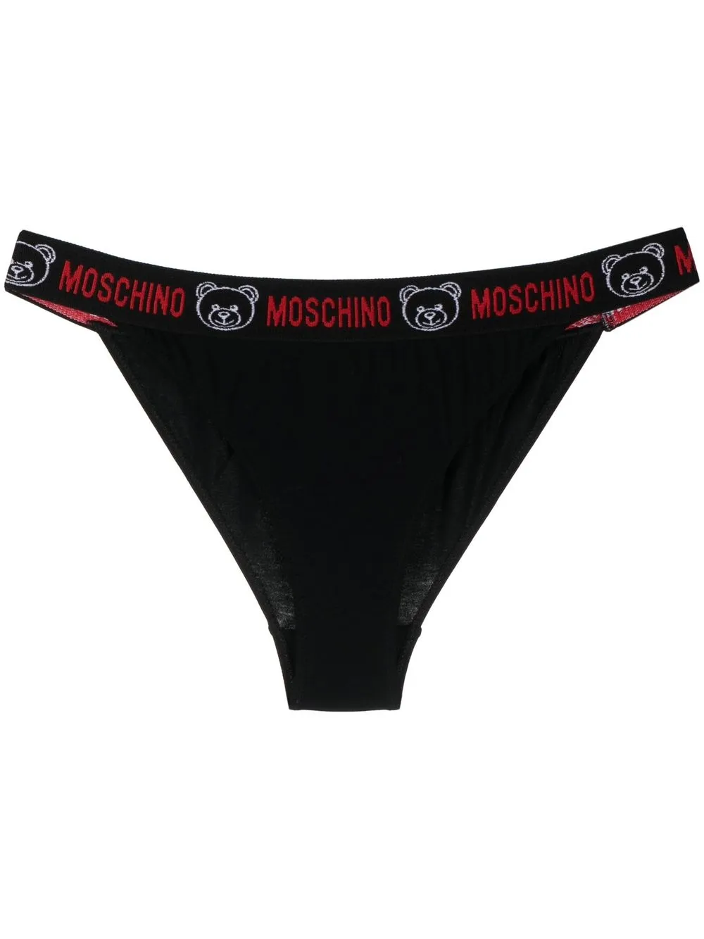 Moschino Logo-waistband Briefs In Black