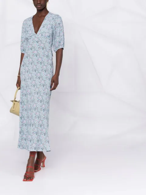 Shop Rixo Steph floral print midi dress 