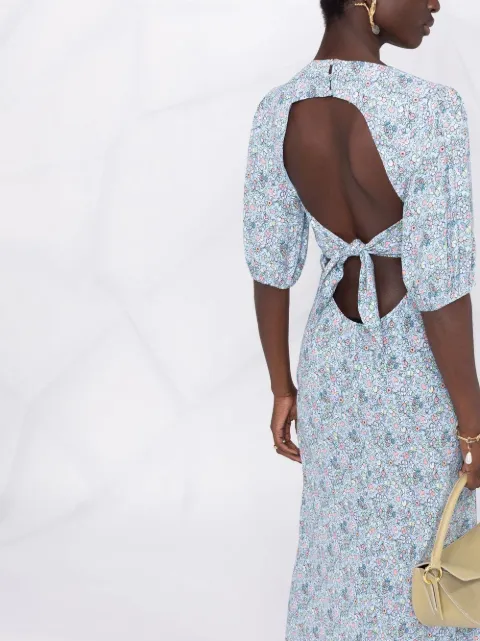 Rixo multi Steph Floral Tie-Back Midi Dress | Harrods UK