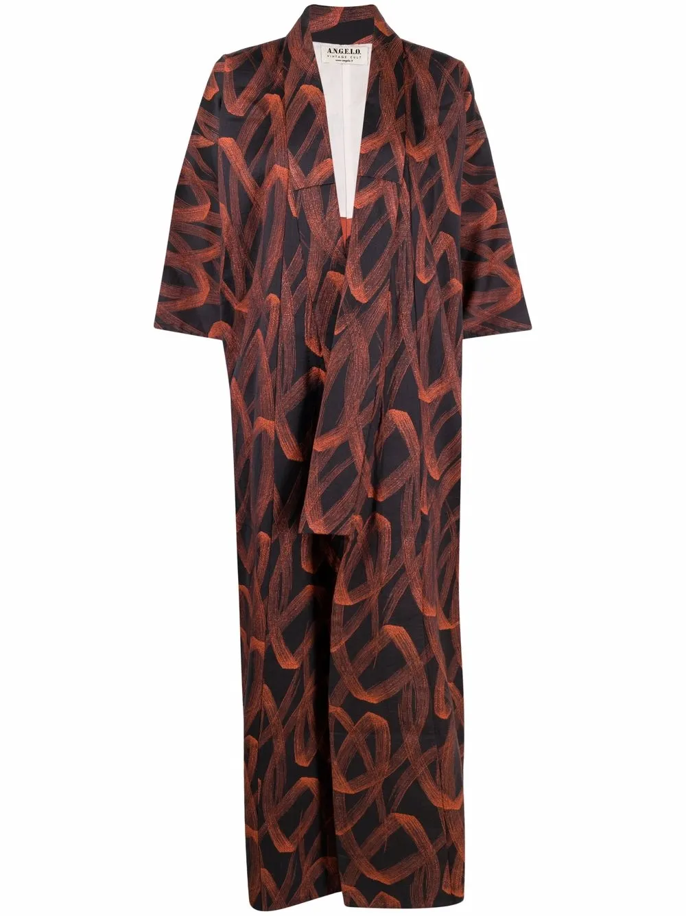 

A.N.G.E.L.O. Vintage Cult kimono con estampado abstracto 1970 - Negro