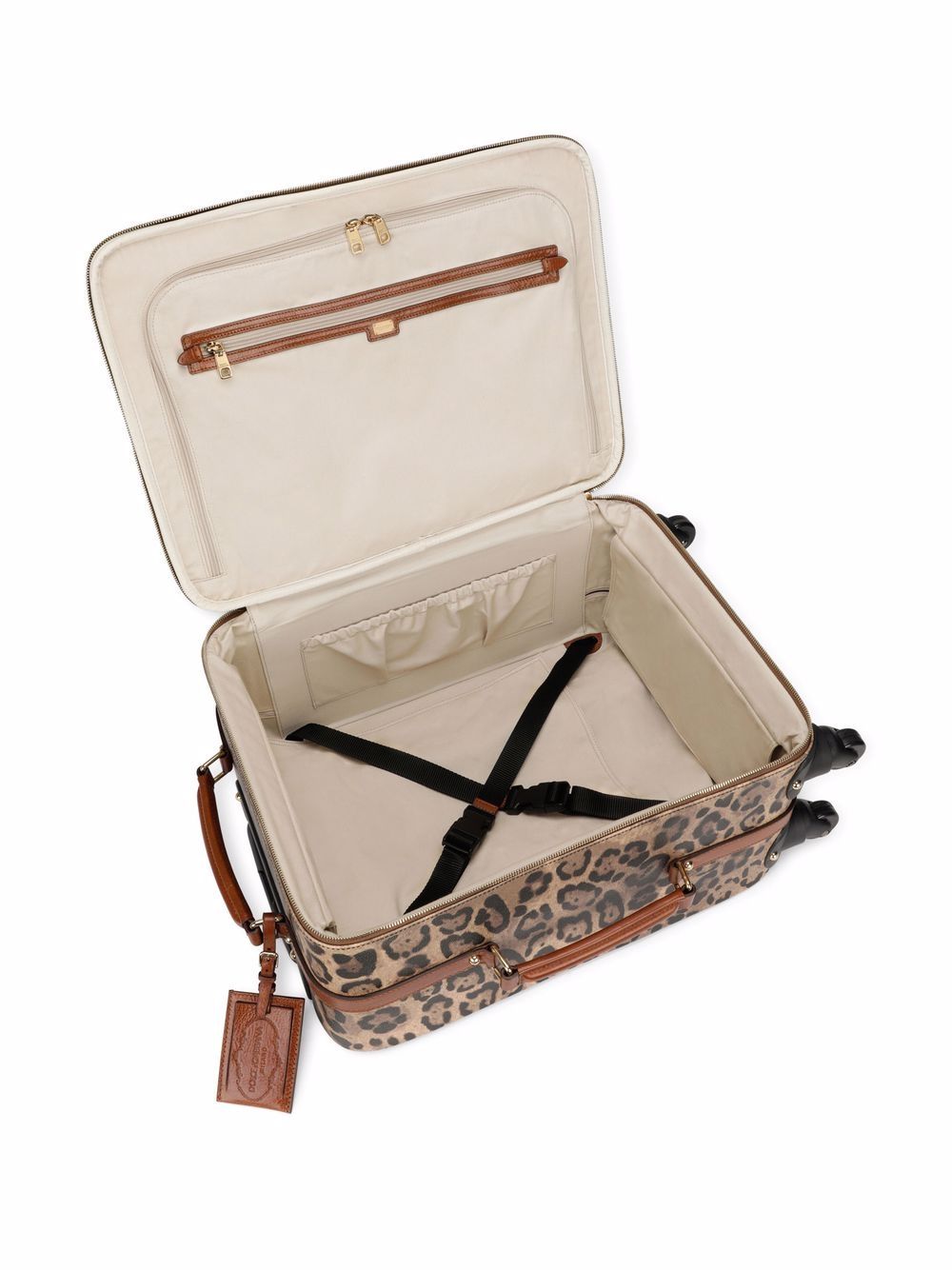 Medium travel bag in leopard-print Crespo with branded plate in