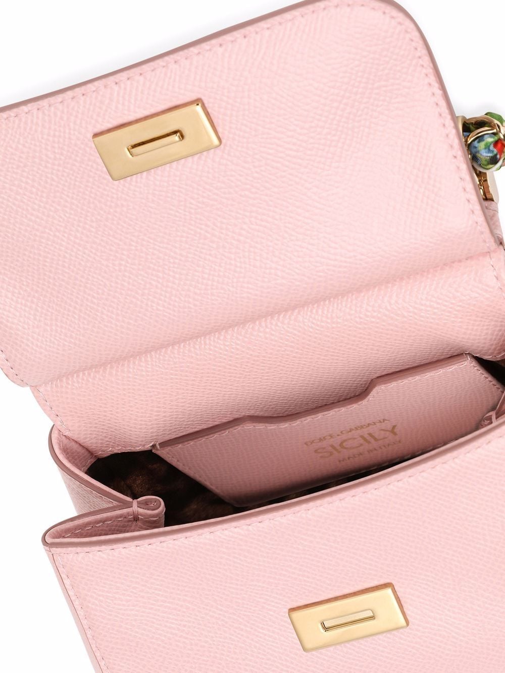 Dolce & Gabbana Sicily Mini Bag In Dauphine Calfskin With Scarf in Pink