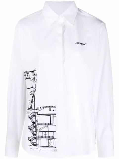 Off-White graphic-print long-sleeve shirt