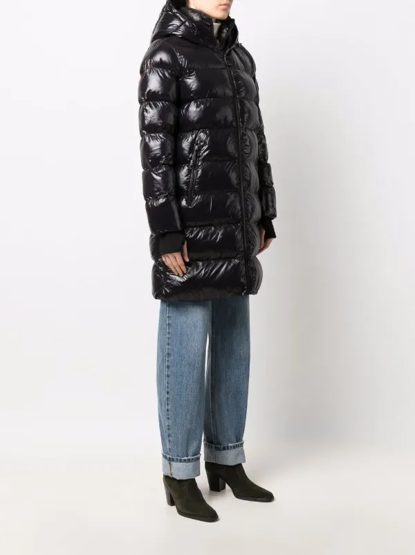 michael kors black padded longline coat