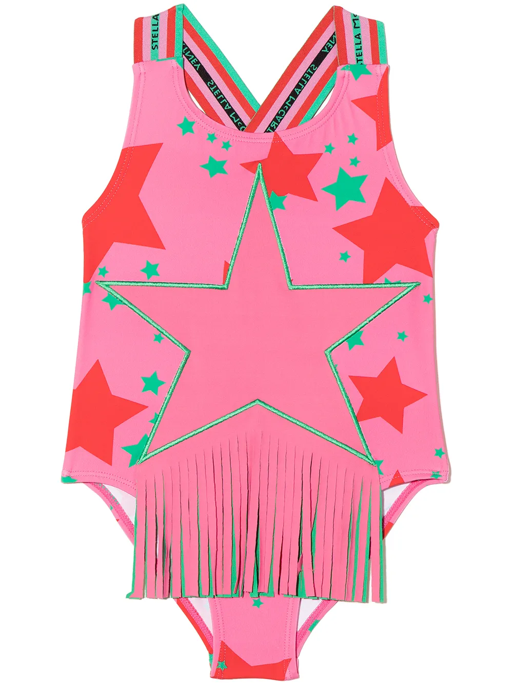 

Stella McCartney Kids star-print fringed swimsuit - Pink