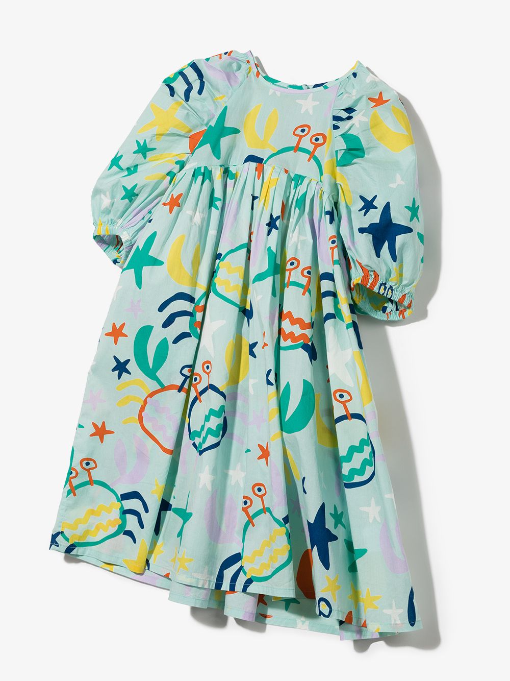 Image 2 of Stella McCartney Kids sea life-print puff-sleeve dress