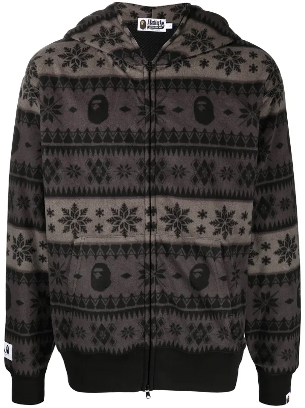 A Bathing Ape Snowflake-Print Zip-Up Hoodie - Green