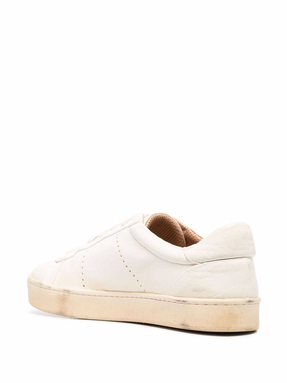 Shop Eleventy Low-top Leather Sneakers In Neutrals