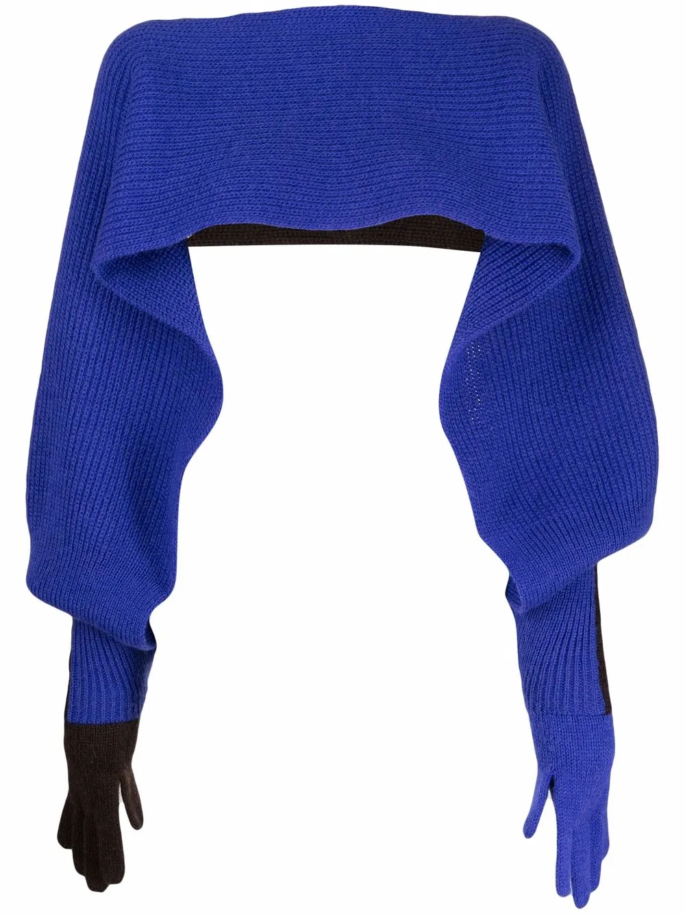 

Issey Miyake Pre-Owned guantes y bufanda tejidos 1980 - Marrón