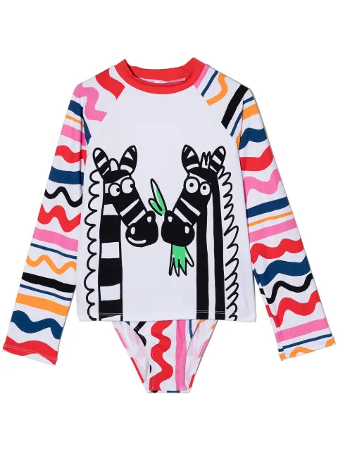 Stella McCartney Kids مايوه بطبعة جلد الحمار الوحشي