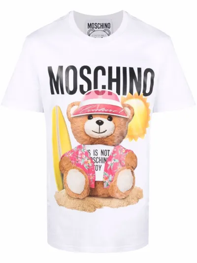 teddy bear print cotton T-shirt 