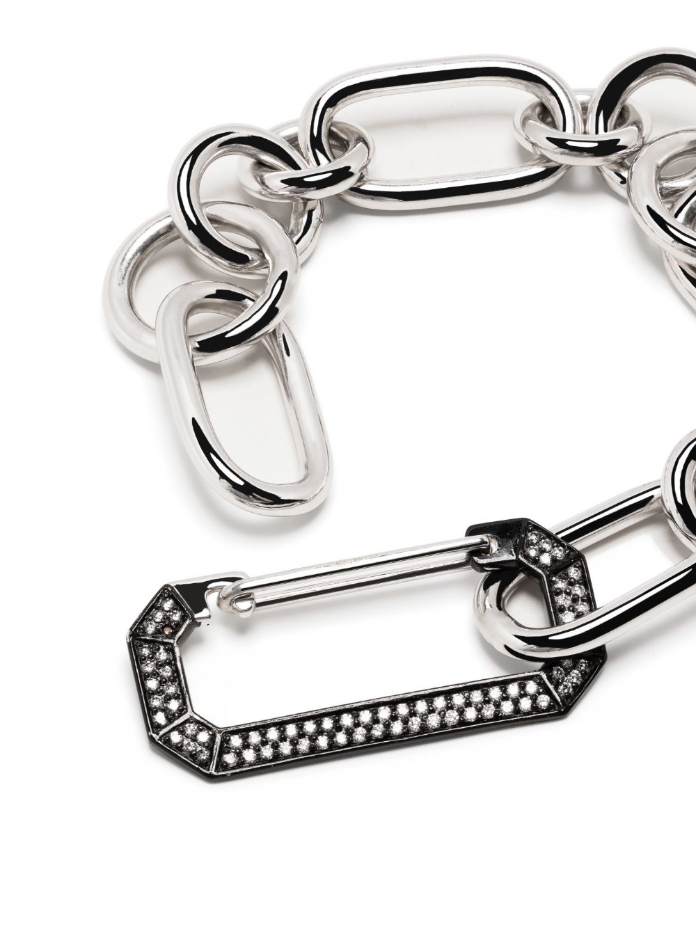 Shop Eéra 18kt White And Black Gold Lucy Diamond Chain-link Bracelet In Silver