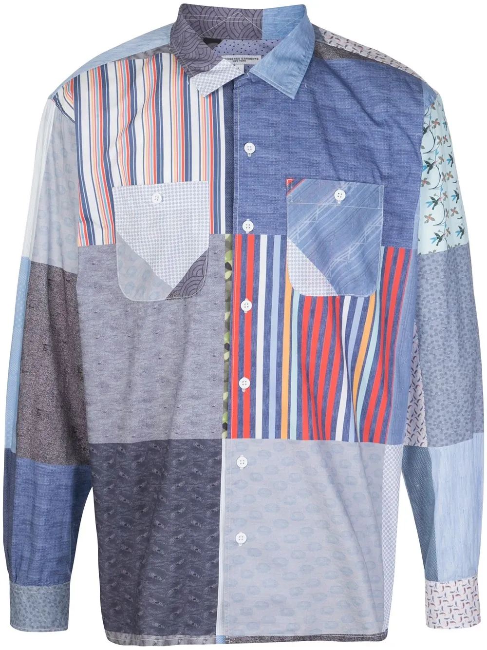 

Engineered Garments camisa con estampado en contraste - Azul